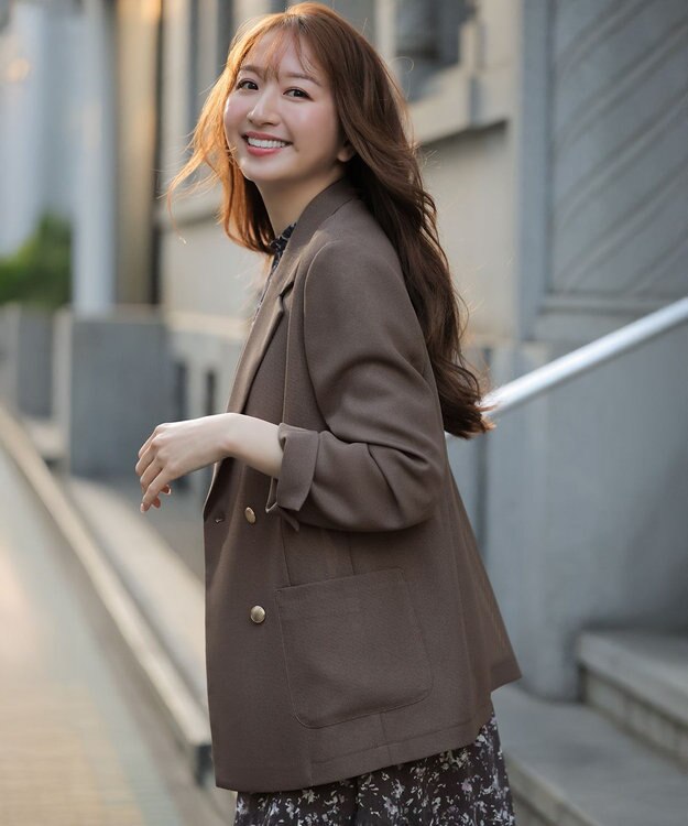 ANY SIS L シアーメッシュ ダブルジャケット モカグレー