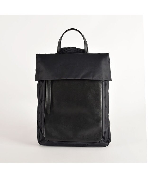 Y'SACCS リサイクルナイロン×カウレザー ラップリュック　Sサイズ ブラック