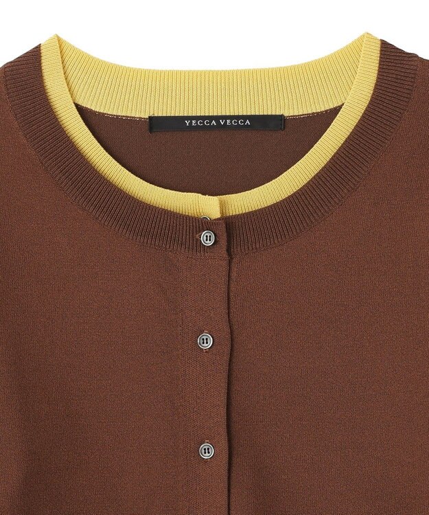 YECCA VECCA 2wayレイヤードクルーネックカーディガン Brown