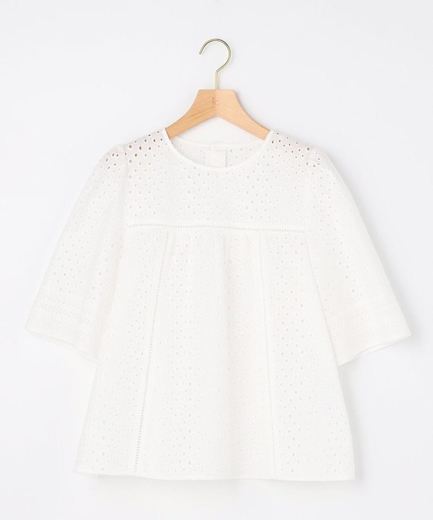 組曲 【先行予約】エンブロイダリーレース5分袖 ブラウス ホワイト系