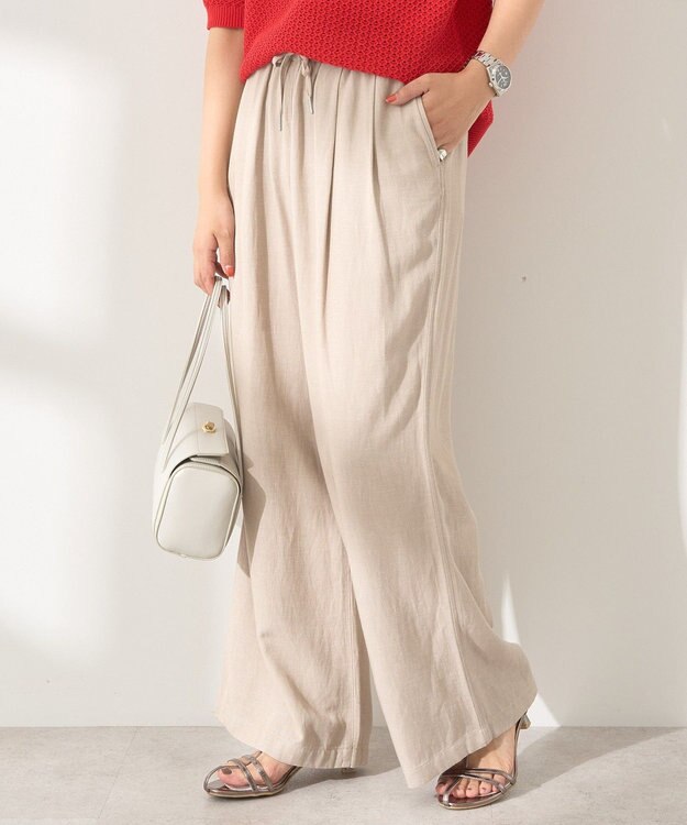 AMERICAN HOLIC 【接触冷感】リネンブレンドタックワイドパンツ Beige