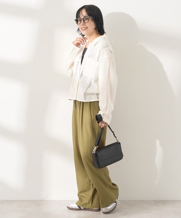 AMERICAN HOLIC 【接触冷感】リネンブレンドタックワイドパンツ Olive