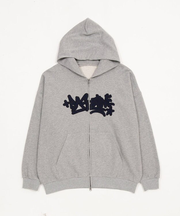 WEGO 【ユニセックス着用ITEM/SMLサイズ展開】グラフィックZIPパーカー 杢グレー