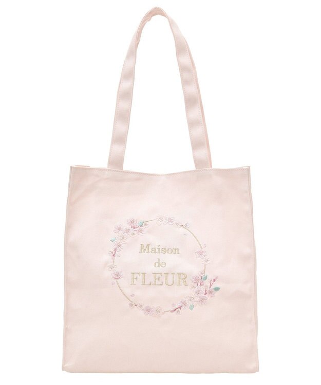 Maison de FLEUR sakura刺繍スクエアトートバッグ Pink
