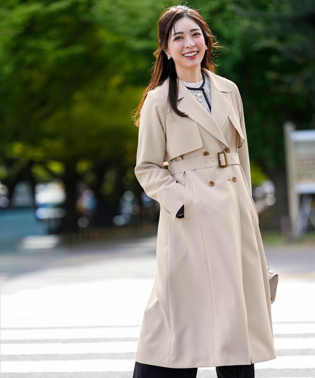 ANY SIS エレガントロング トレンチ コート ライトベージュ