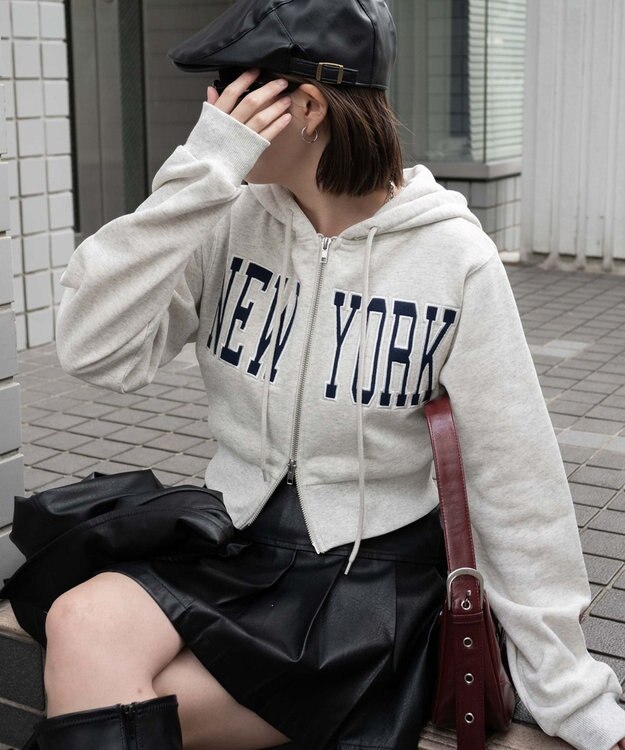 WEGO NEWYORK裏起毛ZIPパーカー ライトグレー