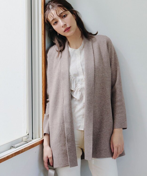 Tiaclasse 【新色追加・洗える】ミラノリブミドル丈カーディガン モカ