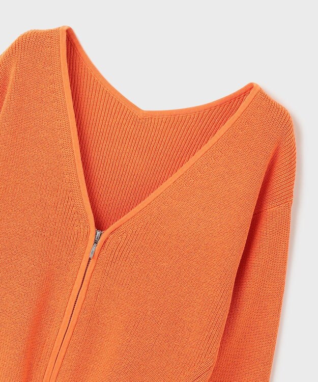 GRACE CONTINENTAL ハイゲージ畦ニットカーディガン オレンジ