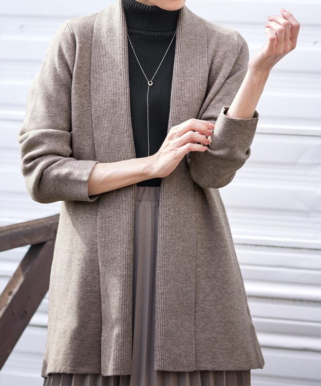 Tiaclasse 【新色追加・洗える】ミラノリブミドル丈カーディガン モカ
