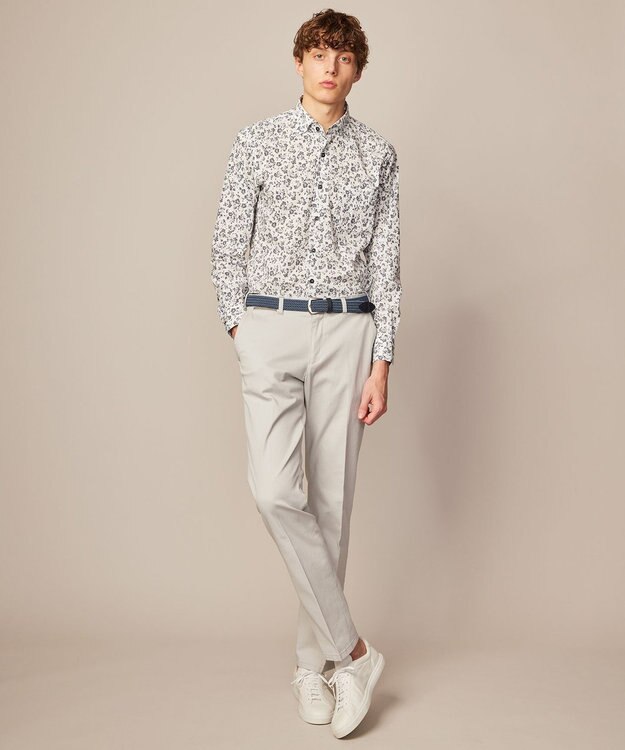 JOSEPH ABBOUD 【洗える】フラワーモチーフストレッチ シャツ ホワイト系5