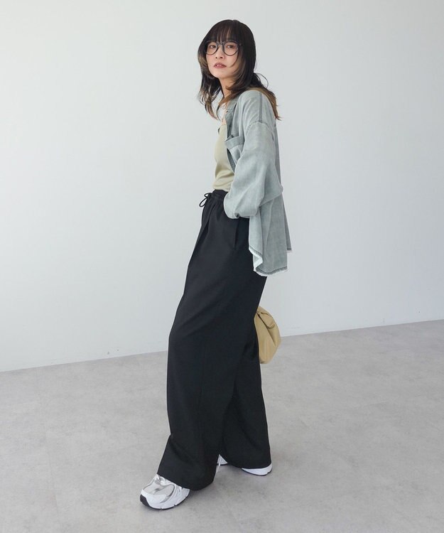 Green Parks ウエストレイヤードワイドパンツ Black