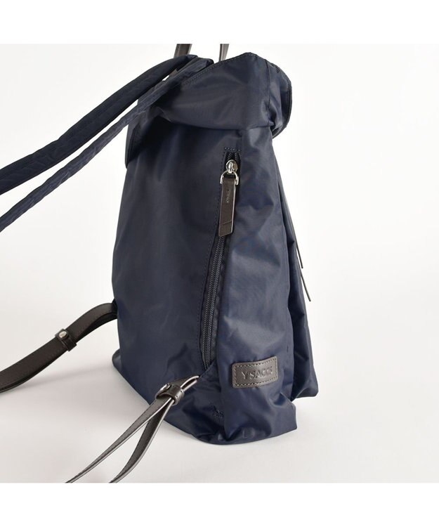 Y'SACCS リサイクルナイロン×カウレザー ラップリュック　Sサイズ ネイビー