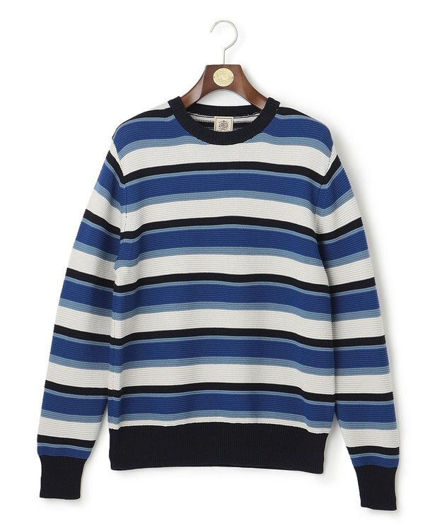 J.PRESS MEN ドライメッシュ ボーダーセーター ネイビー系1