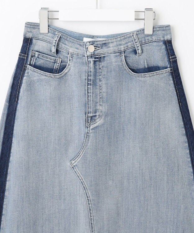 自由区 【XSサイズ～/洗える】USUKARU DENIM スカート ライトインディゴバイカラー