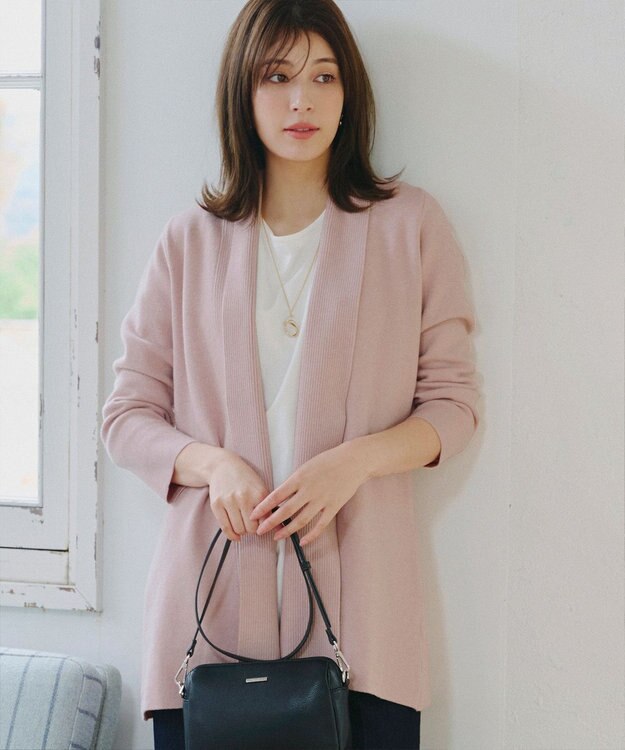 Tiaclasse 【新色追加・洗える】ミラノリブミドル丈カーディガン ピンク