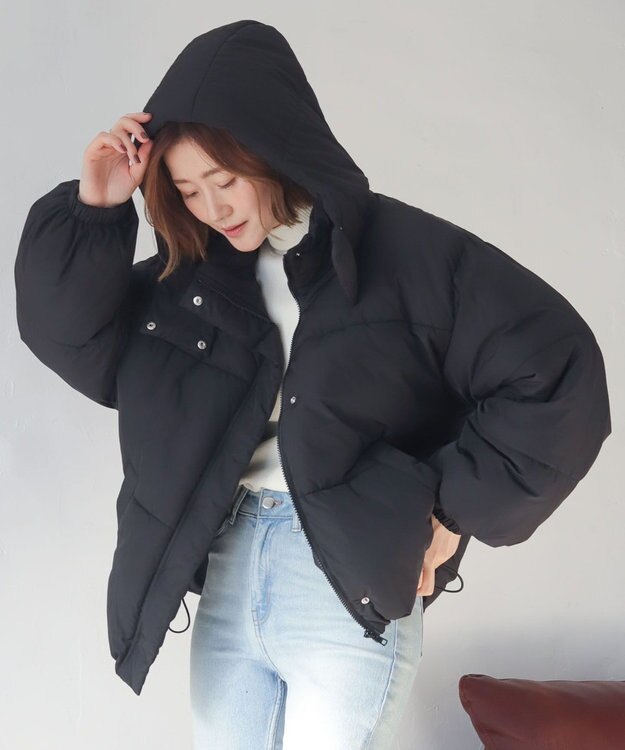 WEGO 【25年秋冬新作/SMサイズ展開】2WAYフードパファーブルゾン ブラック