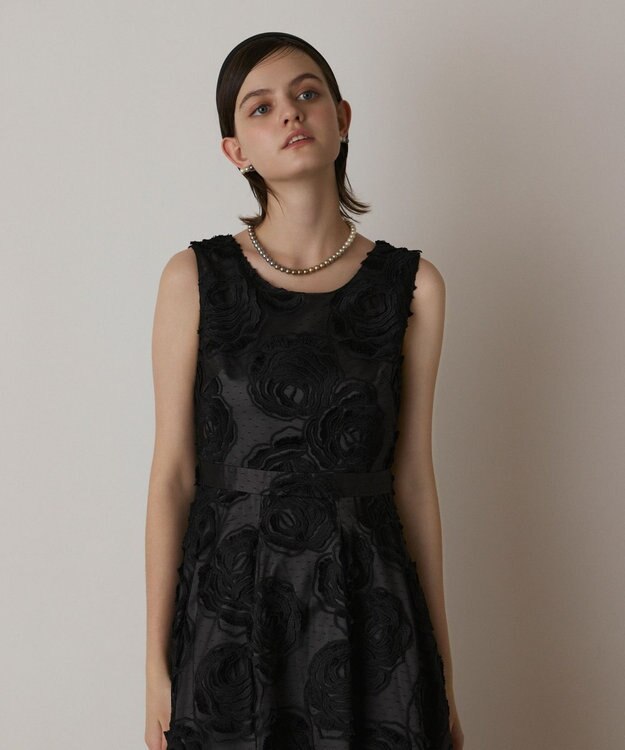 GRACE CONTINENTAL ローズ刺繍ワンピース ブラック