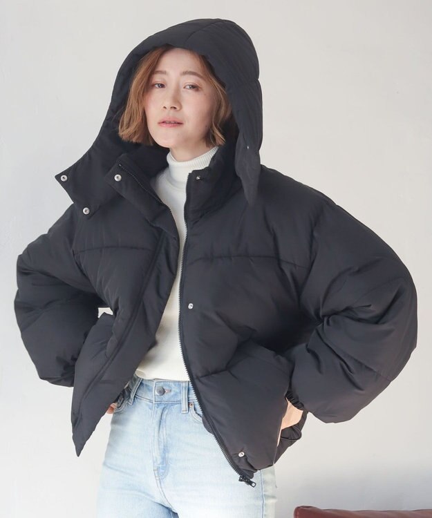 WEGO 【25年秋冬新作/SMサイズ展開】2WAYフードパファーブルゾン ブラック