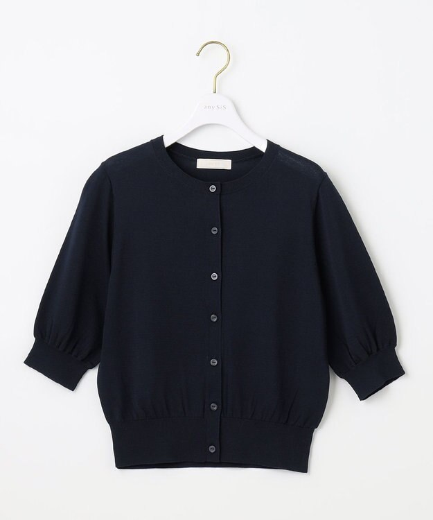 ANY SIS 【洗える】ハーフスリーブ カーディガン ネイビー
