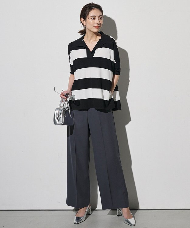 ICB 【WEB限定カラーあり】FluidBackSatin ワイドパンツ ダルブルー