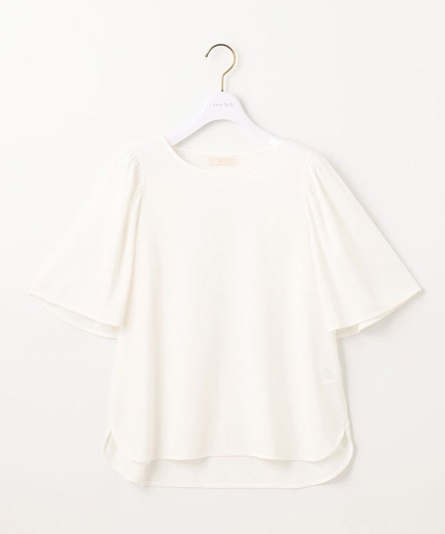 ANY SIS 【接触冷感・吸水速乾・UVケア】エアリードレープスムース フレア袖 ブラウス オフ