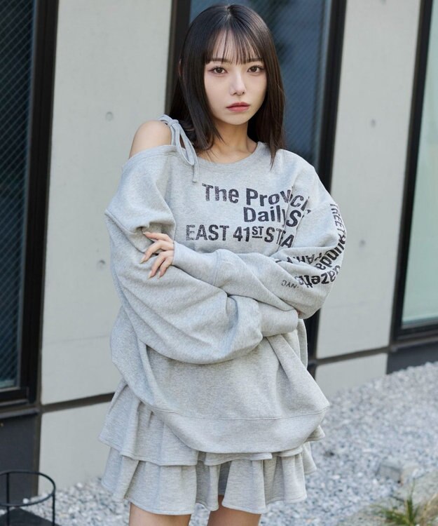 WEGO 裏起毛2WAYグラフィックワンショルBIGスウェット 柄3