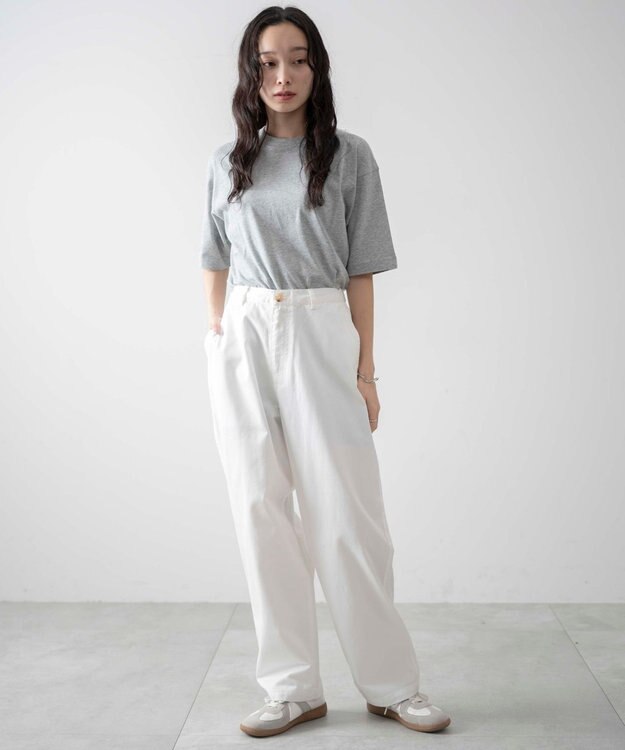 WEGO 【ユニセックス着用ITEM/ウエストゴム/手洗い可】チノイージーワイドパンツ ホワイト