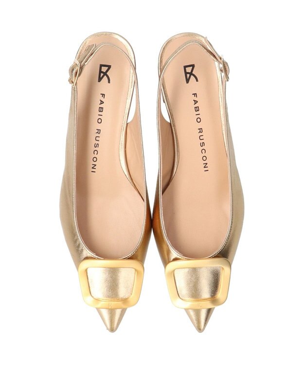 INTER-CHAUSSURES 【FABIO RUSCONI】ポインテッドトウバックルバックバンド ゴールド