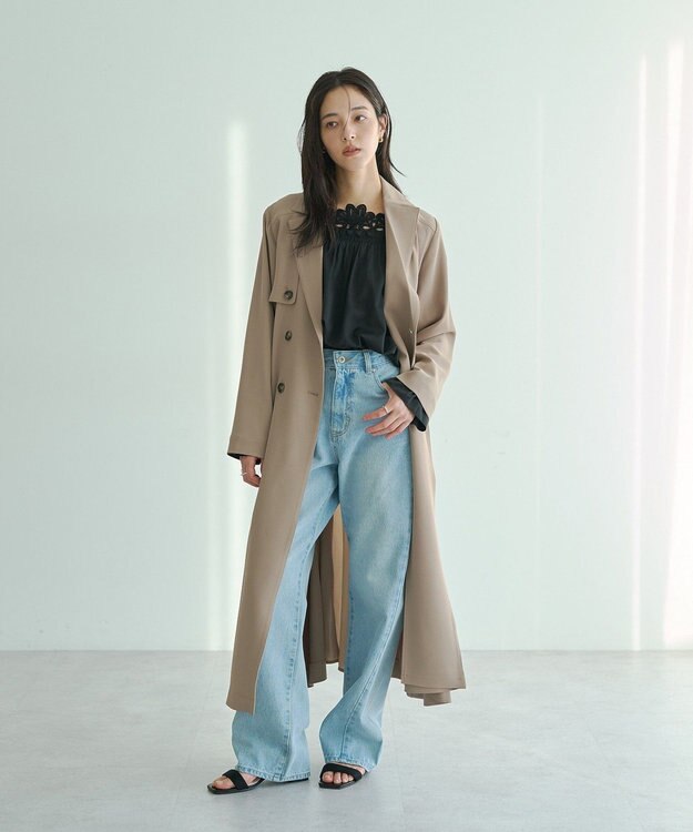 YECCA VECCA 【UVカット/花粉ガード】素材MIXトレンチコート Beige