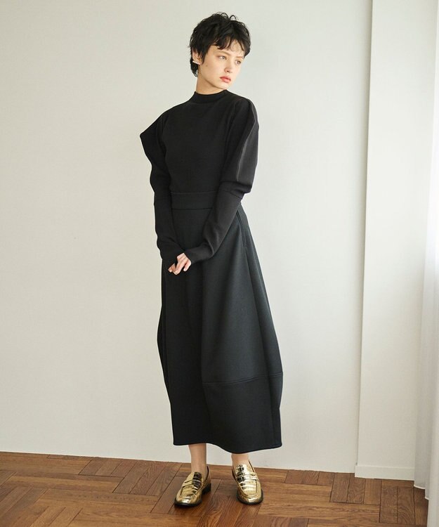 #Newans 【洗える】スクエアショルダーポイントニット ブラック