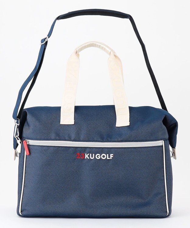 23区GOLF シューズ収納付【UNISEX】合皮×デニム調ボストンバッグ ネイビー系