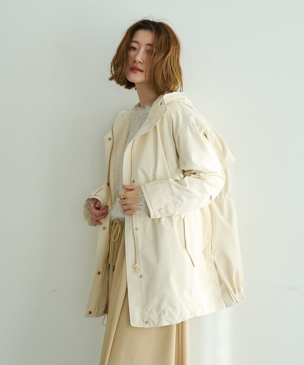 YECCA VECCA [撥水/花粉ガード]ミドル丈マウンテンパーカー Ivory