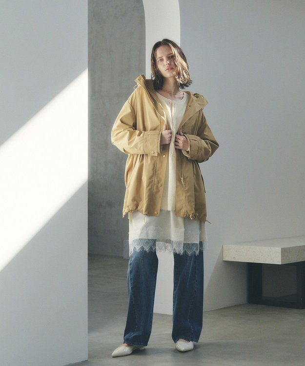 YECCA VECCA [撥水/花粉ガード]ミドル丈マウンテンパーカー Beige