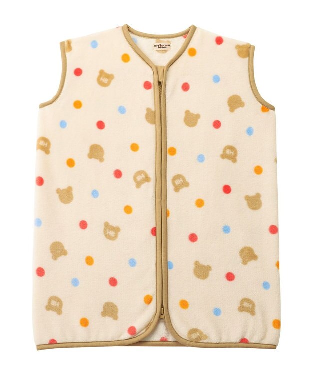 MIKI HOUSE HOT BISCUITS 総柄 フリーススリーパー アイボリー