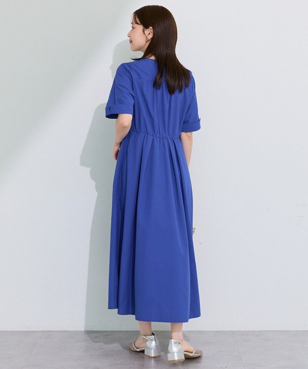 Green Parks サマ見えタックギャザーワンピース Blue