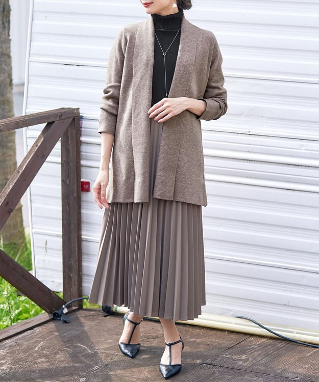 Tiaclasse 【新色追加・洗える】ミラノリブミドル丈カーディガン モカ