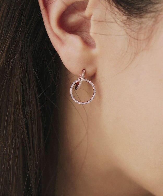 Tiaclasse 【金属アレルギー対応】ダブルリングピアス ピンクゴールド