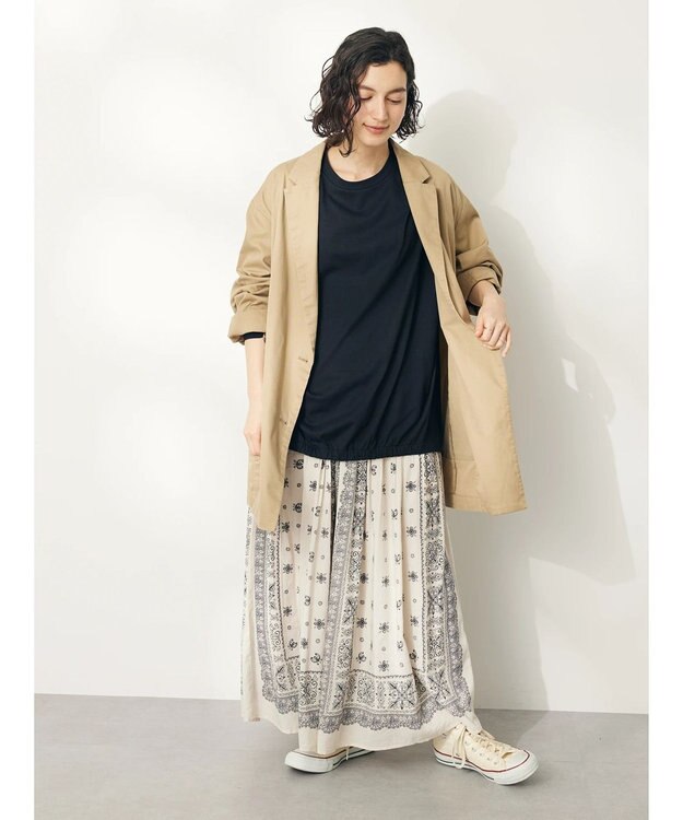 CRAFT STANDARD BOUTIQUE シルケット天竺　フロントギャザーＢＩＧ　Ｔｅｅ　Ｌ／Ｓ Black