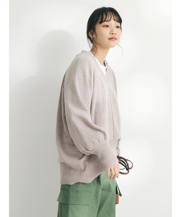 CRAFT STANDARD BOUTIQUE 洗えるコードモールＶネックプルオーバー Gray Beige