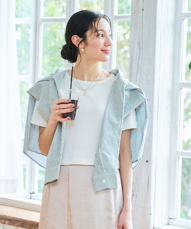 WEGO 【洗える/SML】コンパクトリブT ホワイト