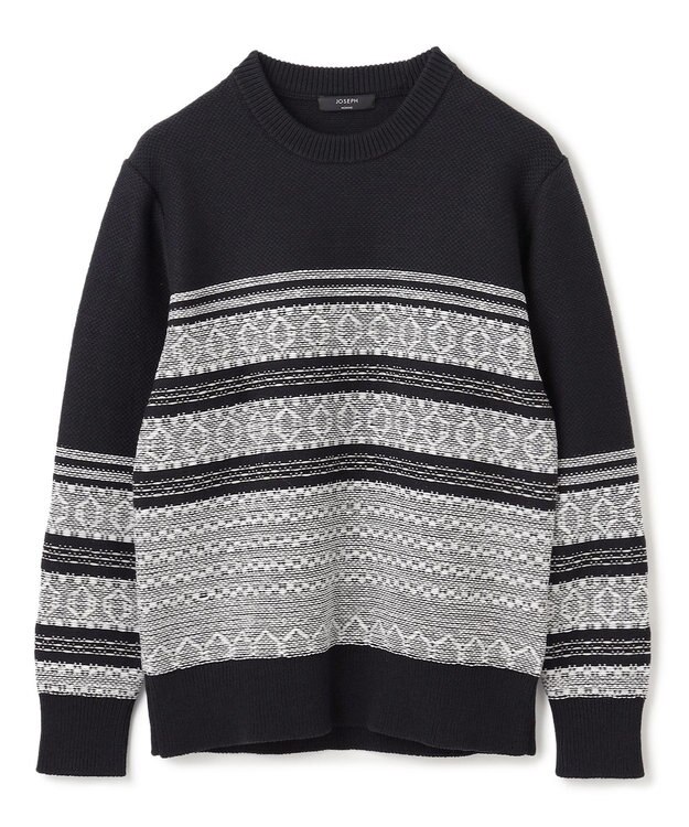 JOSEPH HOMME レボソジャガード 　クルーネックニット ブラック系3