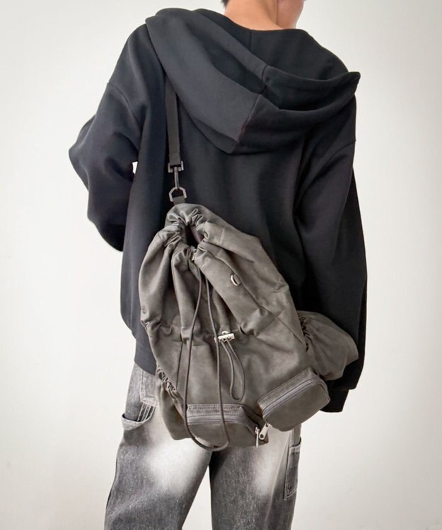 WEGO 【ユニセックス着用ITEM】2ポケットPUドロストナップサック グレー