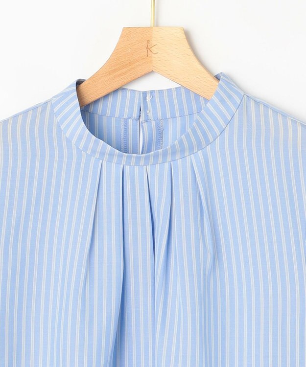 組曲 S リヨセルシャーティングハイネック ブラウス サックスブルーストライプ系1