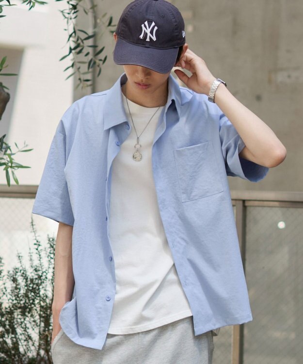 WEGO クロップドSSムジシャツ サックス