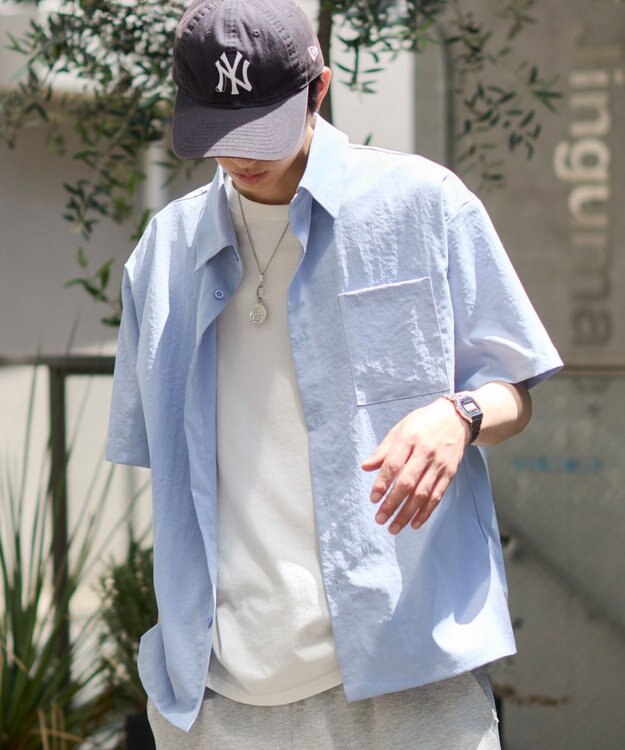 WEGO クロップドSSムジシャツ サックス