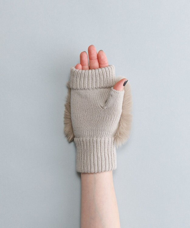 ORuKuBET フェイクファー付きフィンガーレスニットグローブ(WOMEN) ライトグレー