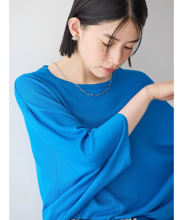 AMERICAN HOLIC 接触冷感トライアングルスリーブニットプルオーバー Blue