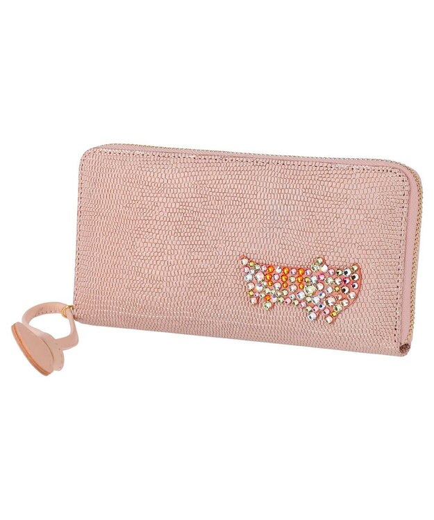 tsumori chisato CARRY キラネコストーン ラウンドファスナー長財布 ピンク