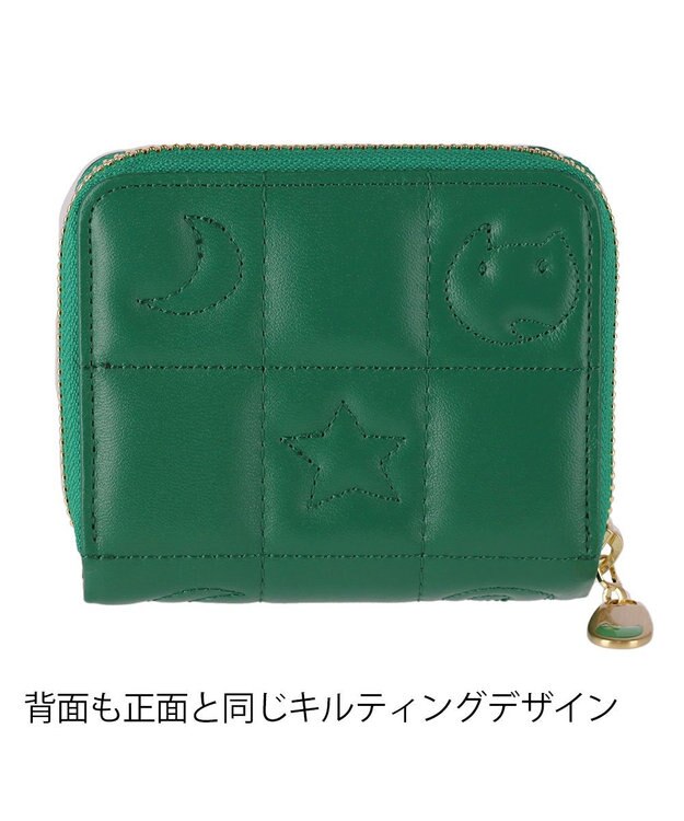tsumori chisato CARRY ネコキルティング ラウンドファスナー2つ折り財布 グリーン