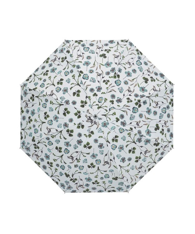 MOONBAT 【晴雨兼用/ 一級遮光/UV99％】フワクール (Fuwacool) 折りたたみ日傘 フワクールホワイト  ボタニカル 軽量 サックスブルー